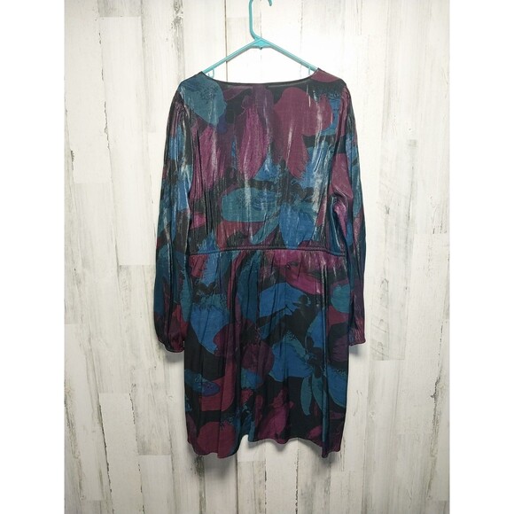Women's Balloon Long Sleeve Midi Faux Wrap Dress - Ava & Viv Size 2X Abstract - Picture 5 of 7